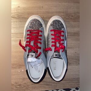 Mi.iM Sparkly Red Laced Slip Ons